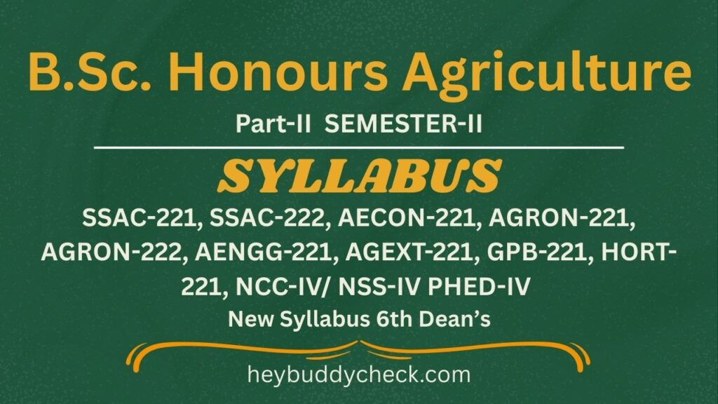 SYLLABUS SSAC-221, SSAC-222, AECON-221, AGRON-221, AGRON-222, AENGG-221, AGEXT-221, GPB-221, HORT-221, NCC-IV/ NSS-IV PHED-IV   B. Sc. (Hons) Ag. 6th DEANS’ COMMITTEE SKRAU, Bikaner|| Swami Keshwanand Rajasthan Agricultural University, Bikaner
